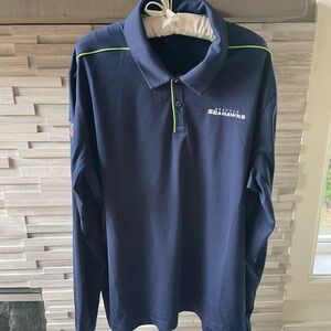 Nike Dri-Fit Navy Seahawks Polo with Lime Accents